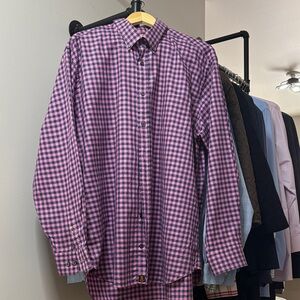 Robert Talbott Purple and Pink Checkered Shirt - XL